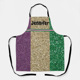 Green Gold Lila Glam Imitate Glitzer Womens Teen Schürze