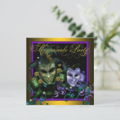 Green Gold Lila Masquerade Party Einladungen (Stehend Vorderseite)