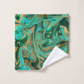 Green & Gold Liquid Marmor Badhandtuch Set (Waschlappen)