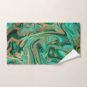 Green & Gold Liquid Marmor Badhandtuch Set (Handtuch)