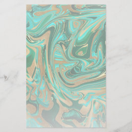 Green & Gold Liquid Marmor Briefpapier