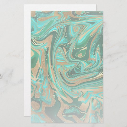 Green & Gold Liquid Marmor Briefpapier (Vorne/Hinten)