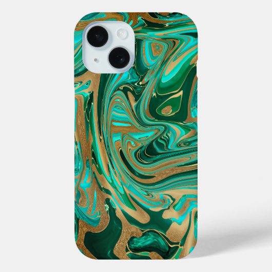 Green & Gold Liquid Marmor Case-Mate iPhone Hülle (Rückseite)