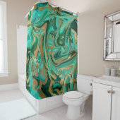 Green & Gold Liquid Marmor Duschvorhang (Beispiel)