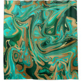 Green & Gold Liquid Marmor Duschvorhang (Vorderseite)