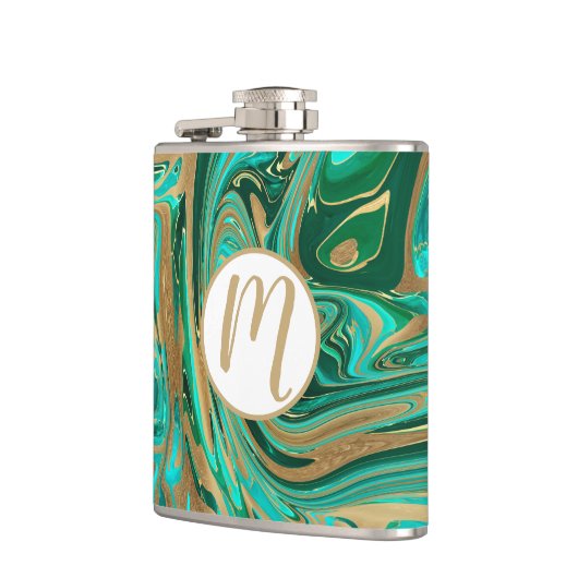 Green & Gold Liquid Marmor Flachmann (Links)