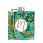 Green & Gold Liquid Marmor Flachmann (Vorderseite)