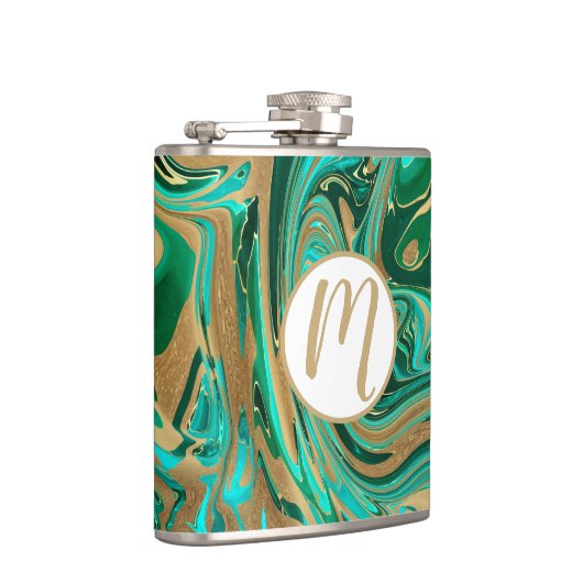 Green & Gold Liquid Marmor Flachmann (Rechts)