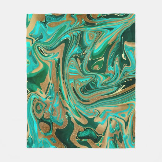 Green & Gold Liquid Marmor Fleecedecke (Vorderseite)