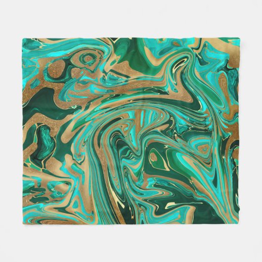 Green & Gold Liquid Marmor Fleecedecke (Vorderseite (Horizontal))
