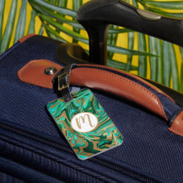 Green & Gold Liquid Marmor Gepäckanhänger