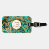 Green & Gold Liquid Marmor Gepäckanhänger (Vorderseite horizontal)