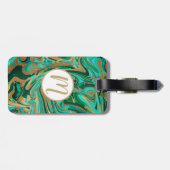 Green & Gold Liquid Marmor Gepäckanhänger (Rückseite horizontal)