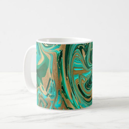 Green & Gold Liquid Marmor Kaffeetasse (Vorderseite Links)