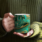 Green & Gold Liquid Marmor Kaffeetasse