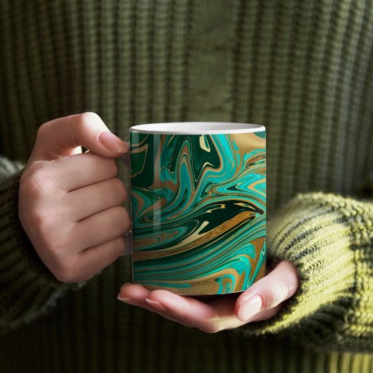 Green & Gold Liquid Marmor Kaffeetasse
