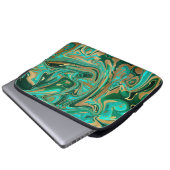 Green & Gold Liquid Marmor Laptopschutzhülle (Vorne Knopf)