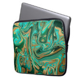Green & Gold Liquid Marmor Laptopschutzhülle (Vorderseite Links)