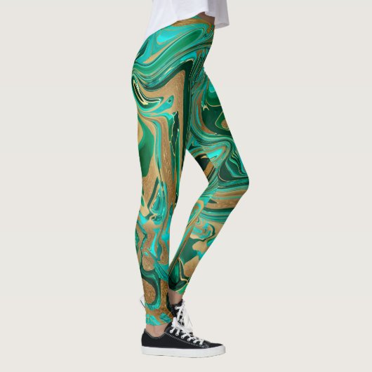 Green & Gold Liquid Marmor Leggings (Rechts)