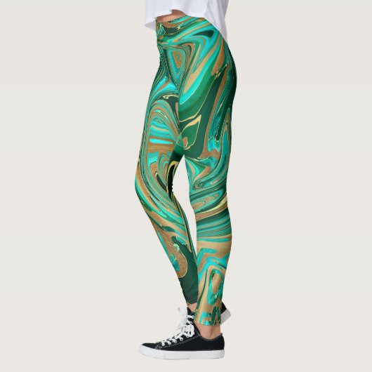 Green & Gold Liquid Marmor Leggings (Links)