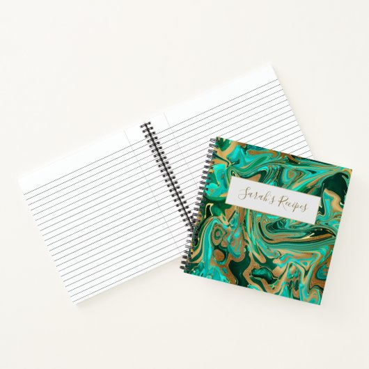 Green & Gold Liquid Marmor Notizblock (Innenseite)
