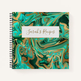Green & Gold Liquid Marmor Notizblock