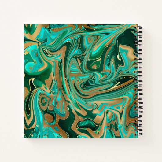 Green & Gold Liquid Marmor Notizblock (Rückseite)