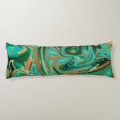 Green & Gold Liquid Marmor Seitenschläferkissen (Rückseite)