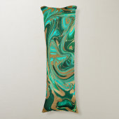 Green & Gold Liquid Marmor Seitenschläferkissen (Vorderseite Vertikal)