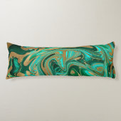 Green & Gold Liquid Marmor Seitenschläferkissen (Vorderseite)