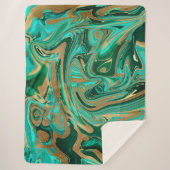 Green & Gold Liquid Marmor Sherpadecke (Vorderseite)