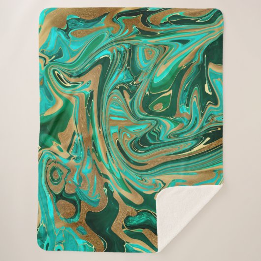 Green & Gold Liquid Marmor Sherpadecke (Vorderseite)