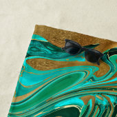 Green & Gold Liquid Marmor Strandtuch (Beispiel)