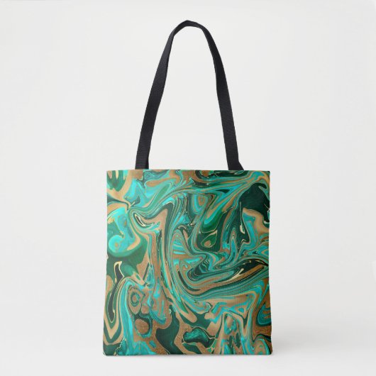 Green & Gold Liquid Marmor Tasche (Vorderseite)