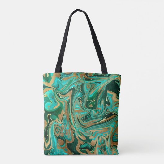 Green & Gold Liquid Marmor Tasche (Rückseite)