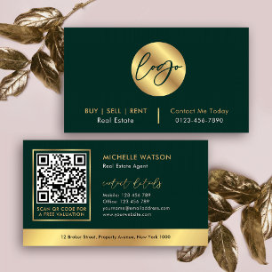 Green & Gold-Logo Modern Real Anwesen QR-Code Visitenkarte