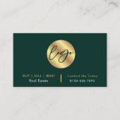 Green & Gold-Logo Modern Real Anwesen QR-Code Visitenkarte (Vorderseite)