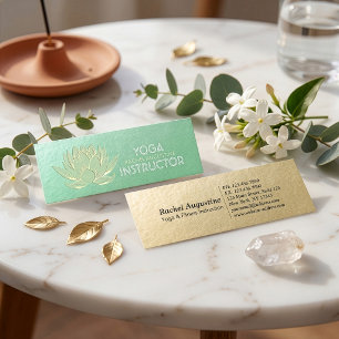 Green Gold Lotus Yoga Meditation Reiki Instructor Mini Visitenkarte