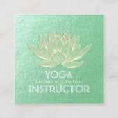 Green Gold Lotus Yoga Meditation Reiki Instructor Quadratische Visitenkarte (Vorderseite)
