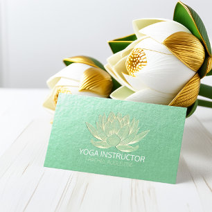 Green Gold Lotus Yoga Meditation Reiki Instructor Visitenkarte