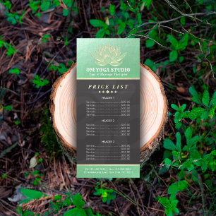 Green Gold Lotus YOGA Reiki Instructor Price List Werbekarte