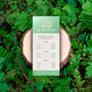 Green Gold Lotus YOGA Reiki Instructor Price List Werbekarte