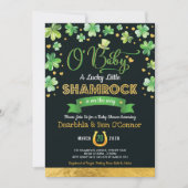 Green Gold Lucky Kleeblatt Babydusche Einladung (Vorderseite)