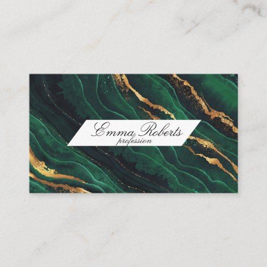 Green Gold Luxe Business Card Visitenkarte (Vorderseite)