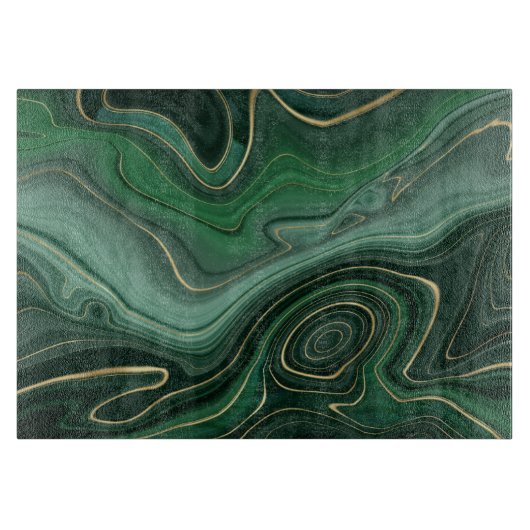 Green Gold Malachite Gemstone Schneidebrett (Vorderseite)