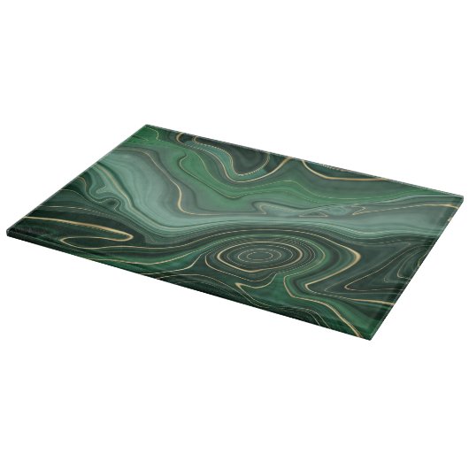 Green Gold Malachite Gemstone Schneidebrett (Ecke)