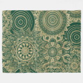 Green Gold Mandala Collection Fleecedecke (Vorderseite (Horizontal))
