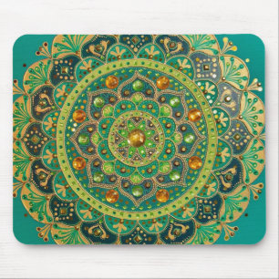 Green & Gold Mandala Mouse Pad Mousepad