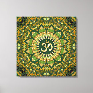 Green Gold Mandala Om Shanti Geometrie Meditation Leinwanddruck