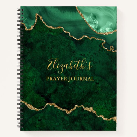 Green Gold Marble Agate Geode Prayer Journal Notizblock (Vorderseite)